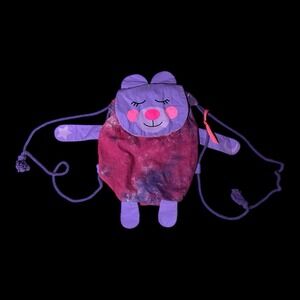 Lush Tie-Dye Bear Drawstring Backpack, PInk & Purple